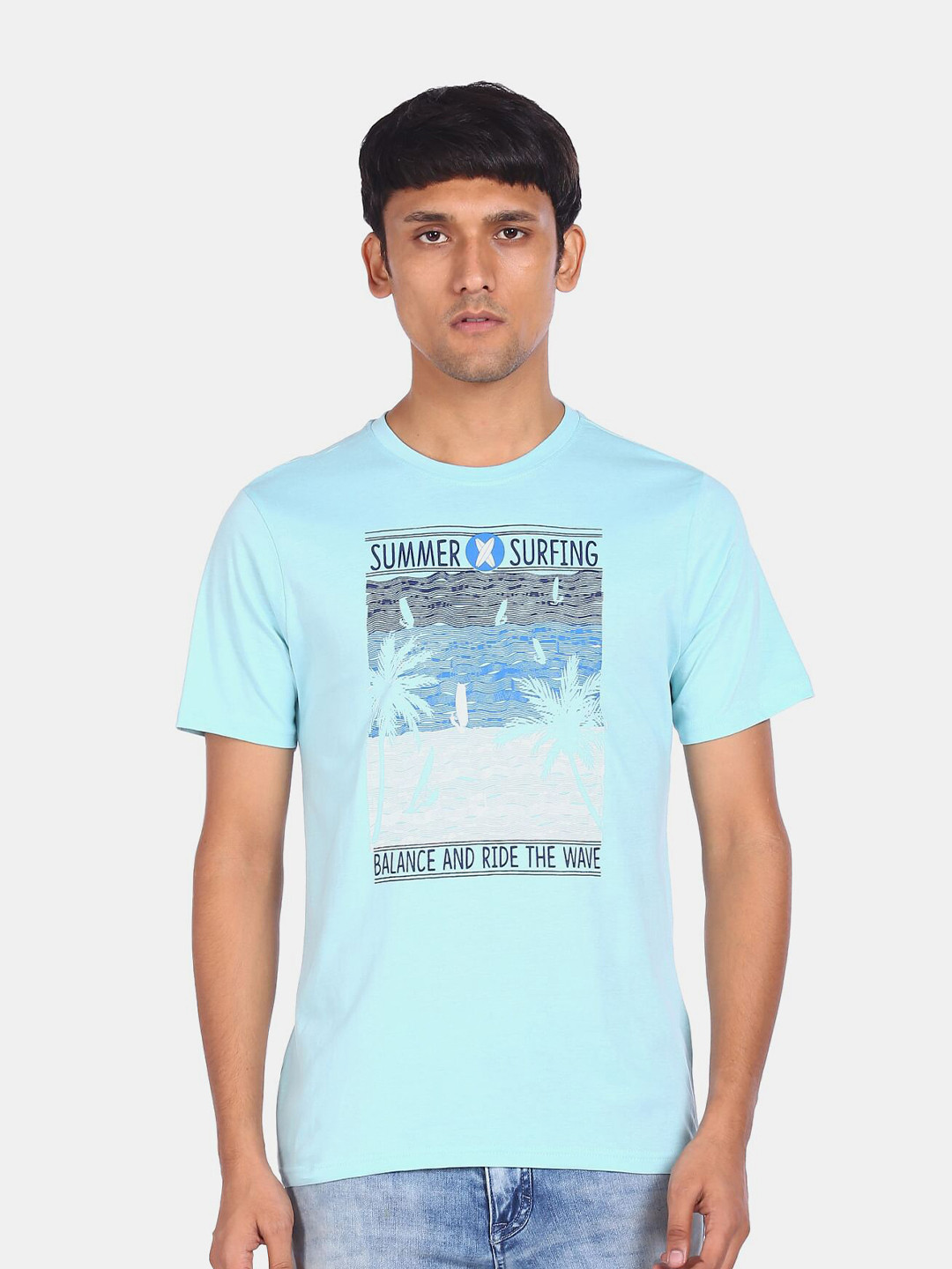 

Colt Men Blue Graphic Printed Regular Fit T-shirt
