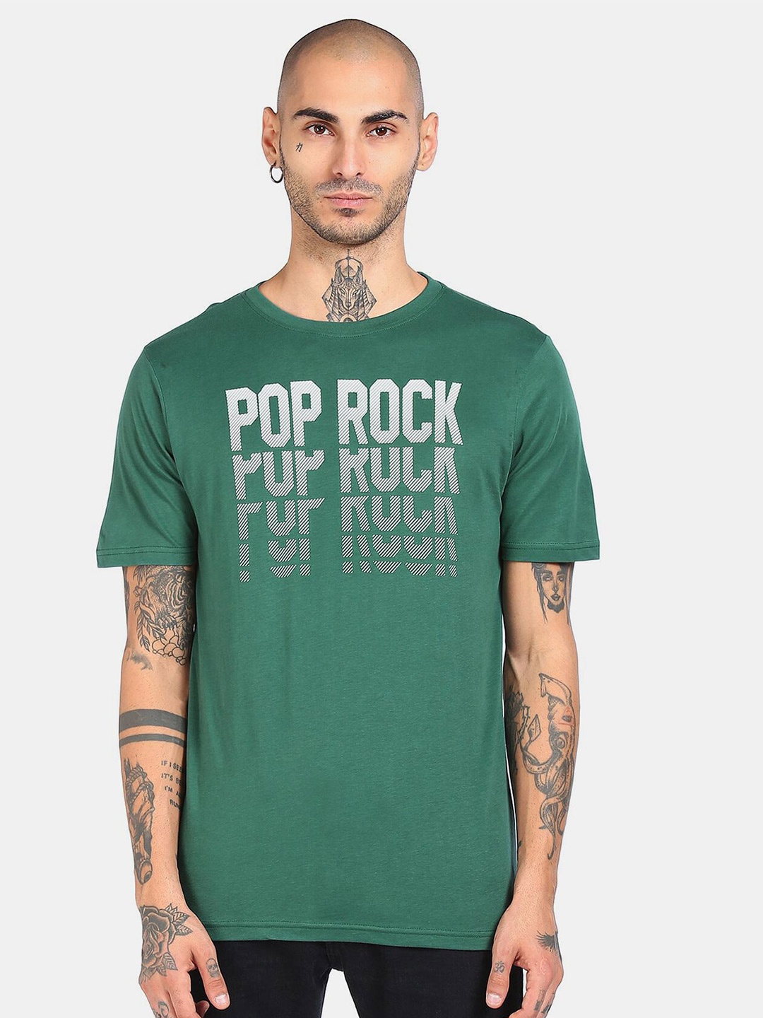 

Colt Men Green Typography Printed Regular Fit T-shirt