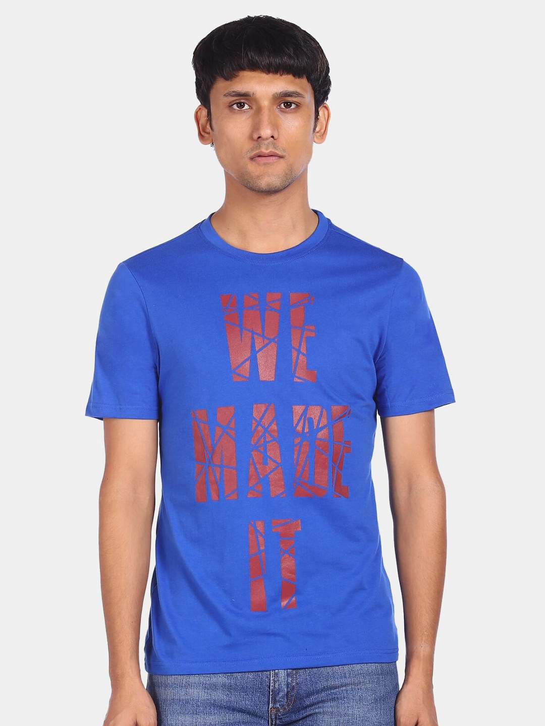 

Colt Men Blue Typography Printed T-shirt
