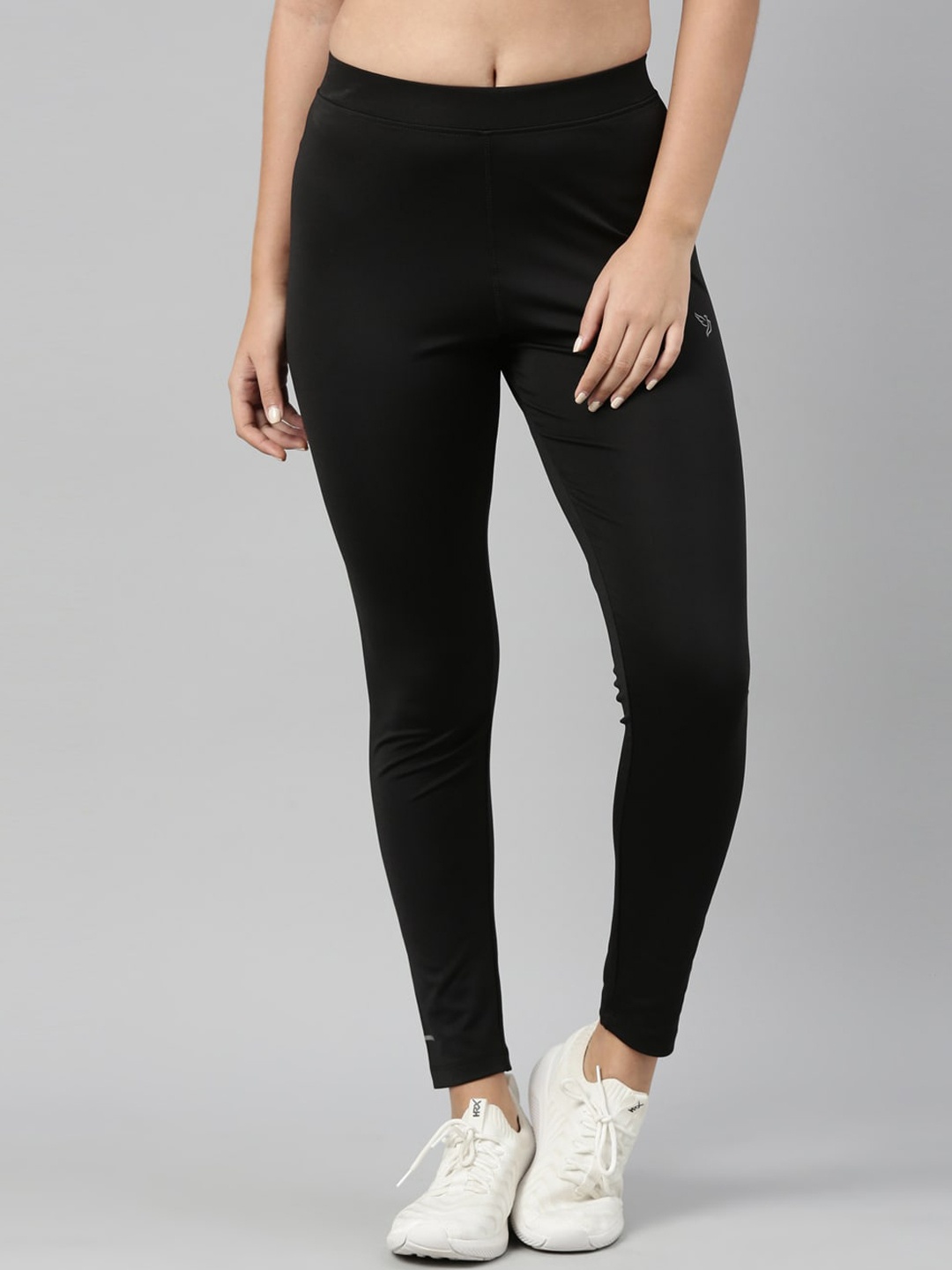 

TWIN BIRDS Women Black Solid Quick Dry Ankle Length Tights
