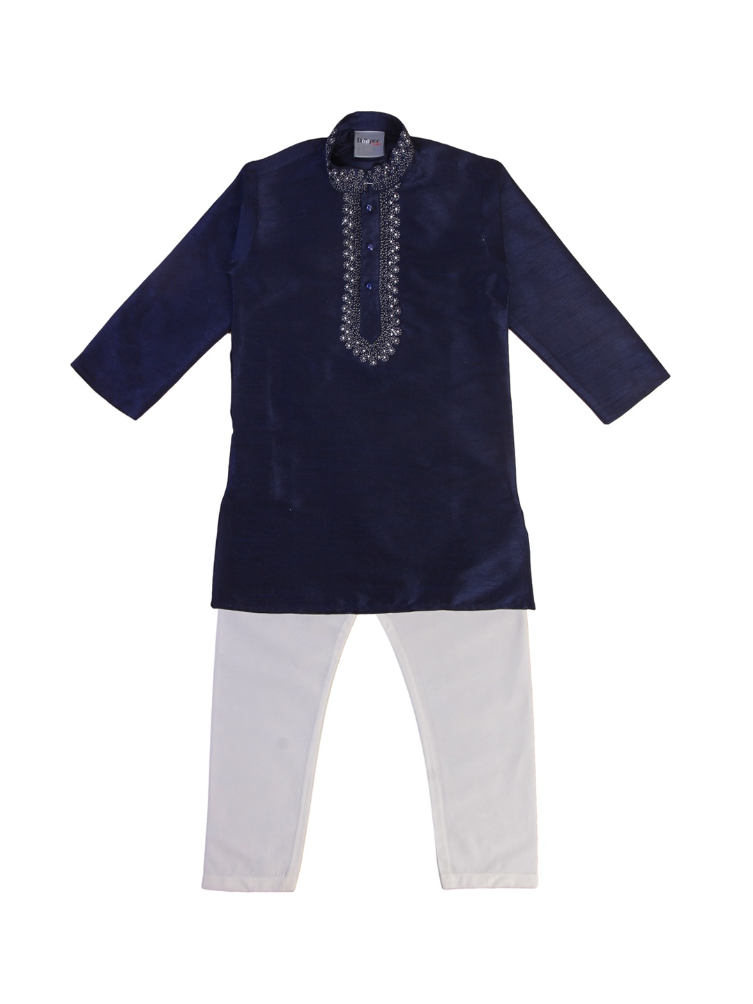 

Dapper dudes Boys Navy Blue Embroidered Kurta with Pyjamas
