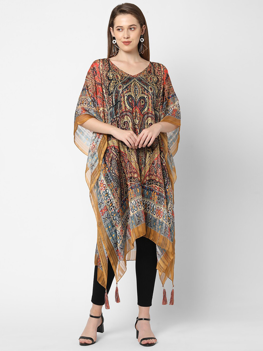

Cloth Haus India Red Velvet Kaftan Midi Dress