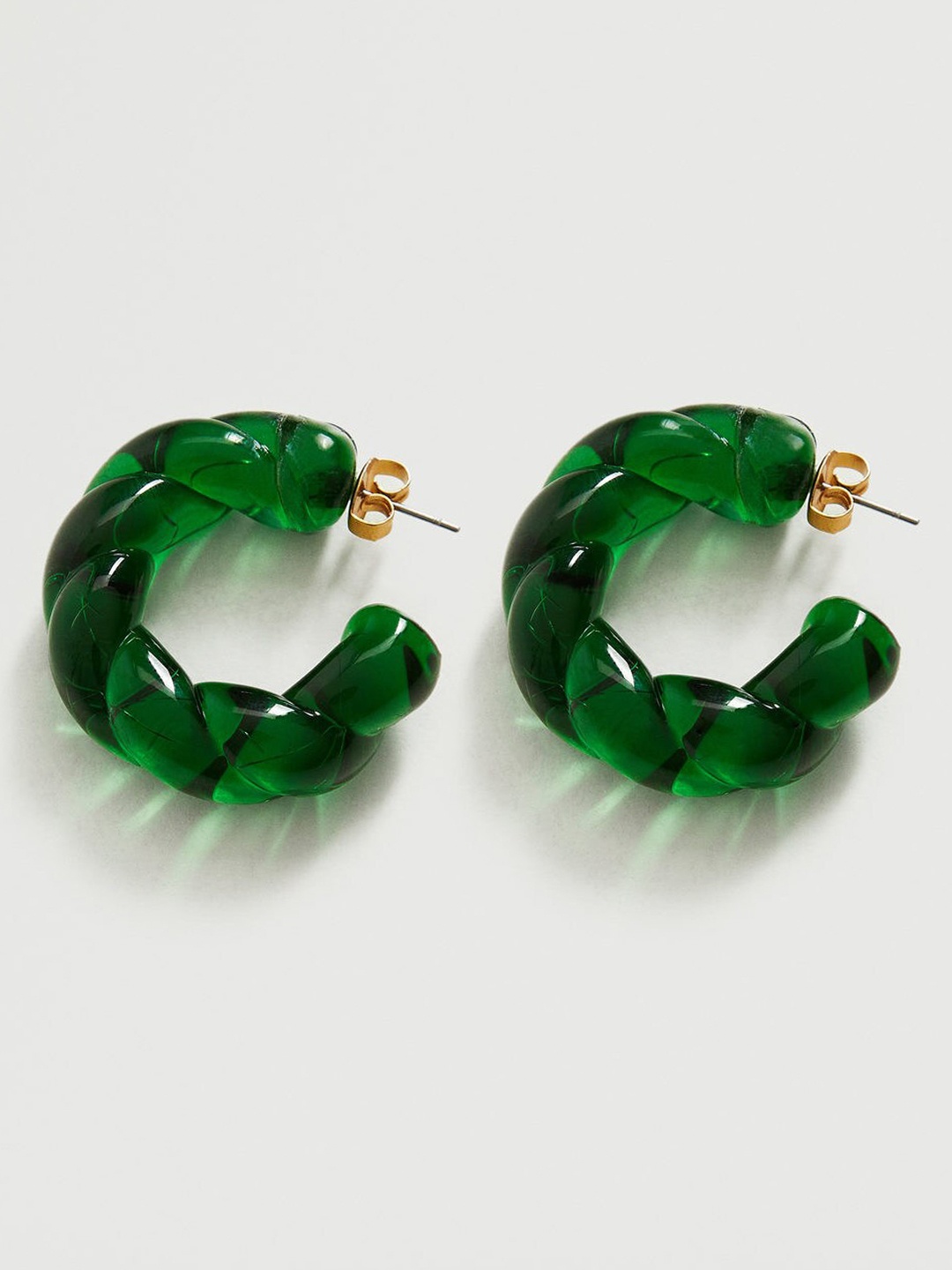 

MANGO Green Crescent Shaped Half Hoop Earrings