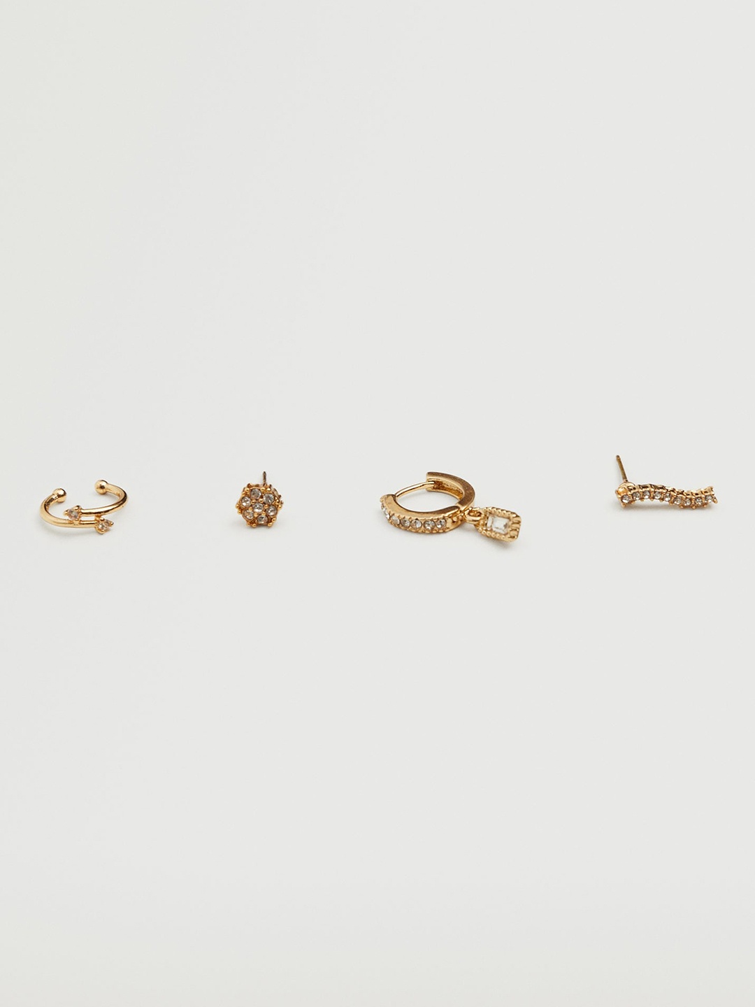 

MANGO Set of 4 Gold-Toned Stone Studded Earrings