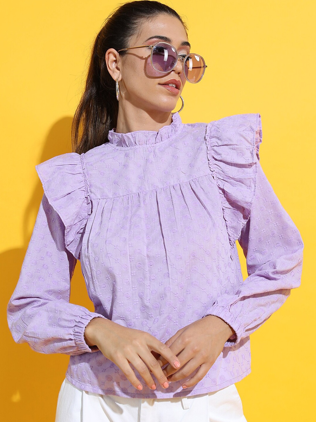 

Tokyo Talkies Purple Ruffles Top