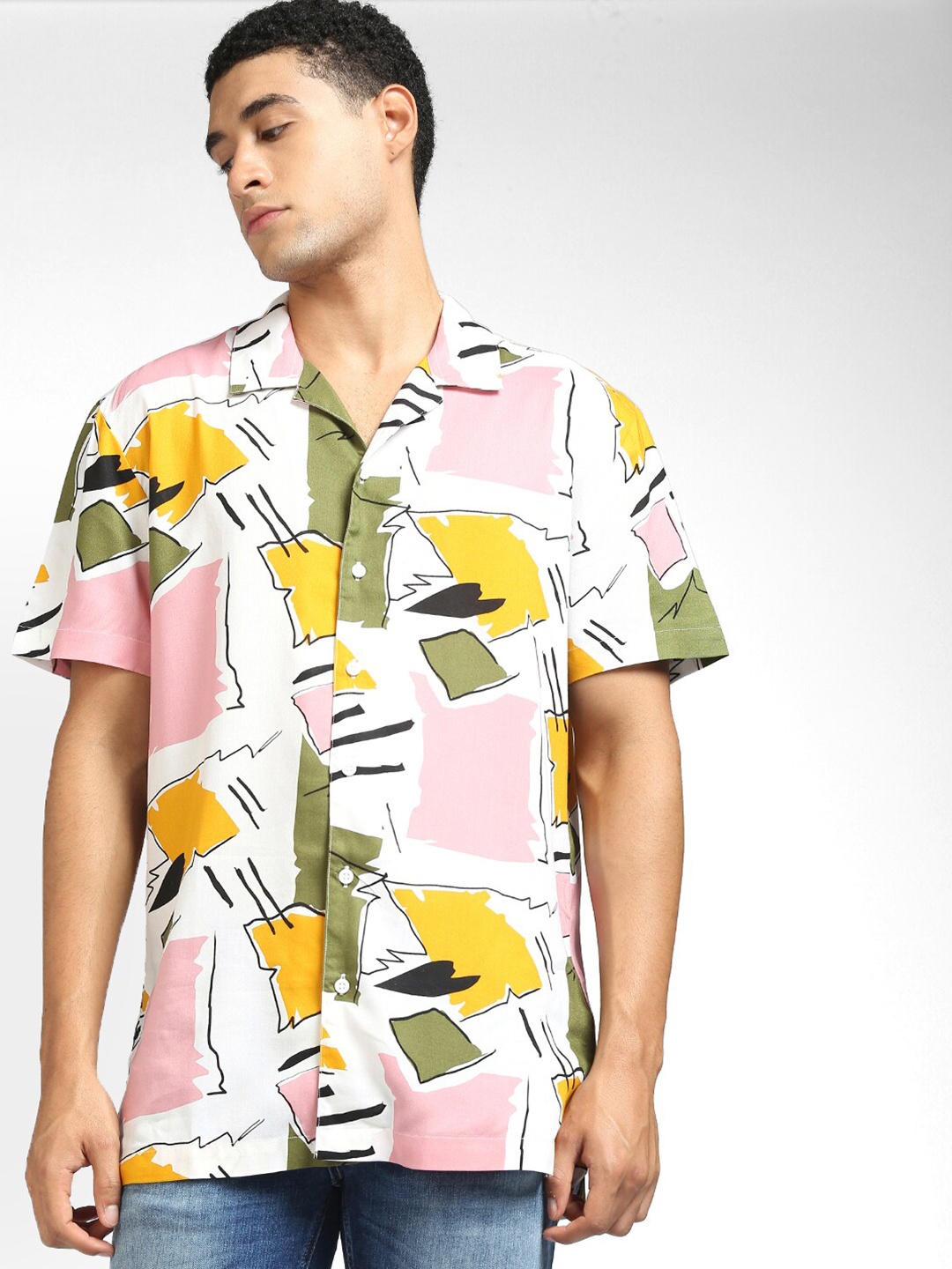 

Jack & Jones Men White Printed Casual Shirt