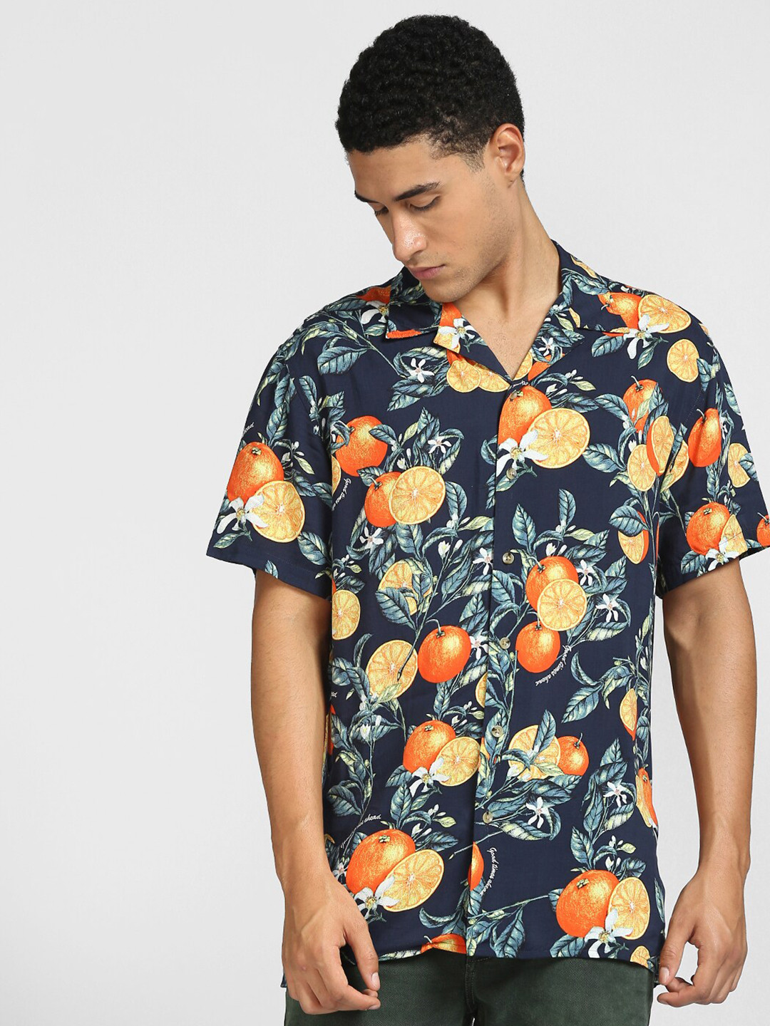 

Jack & Jones Men Navy Blue Printed Casual Shirt