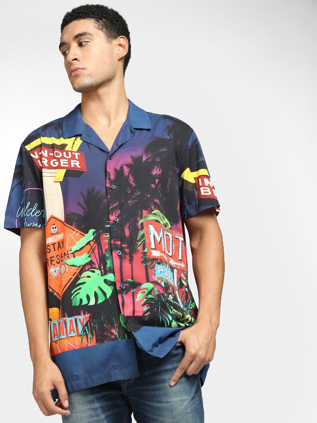 

Jack & Jones Men Blue Printed Casual Shirt