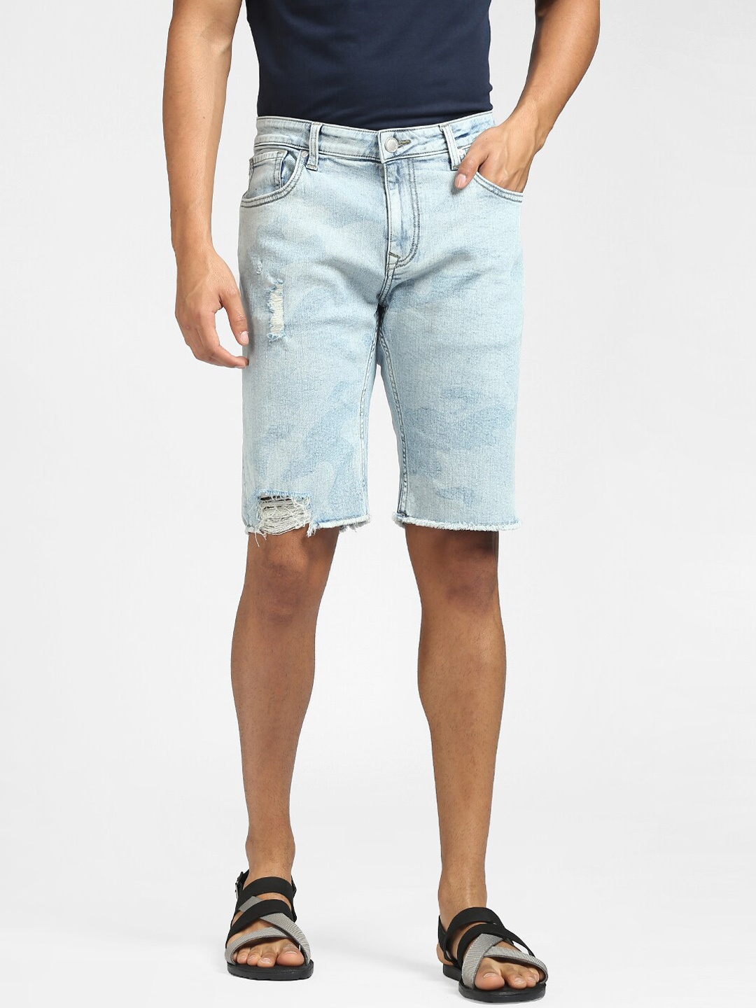 

Jack & Jones Men Blue Low-Rise Denim Shorts