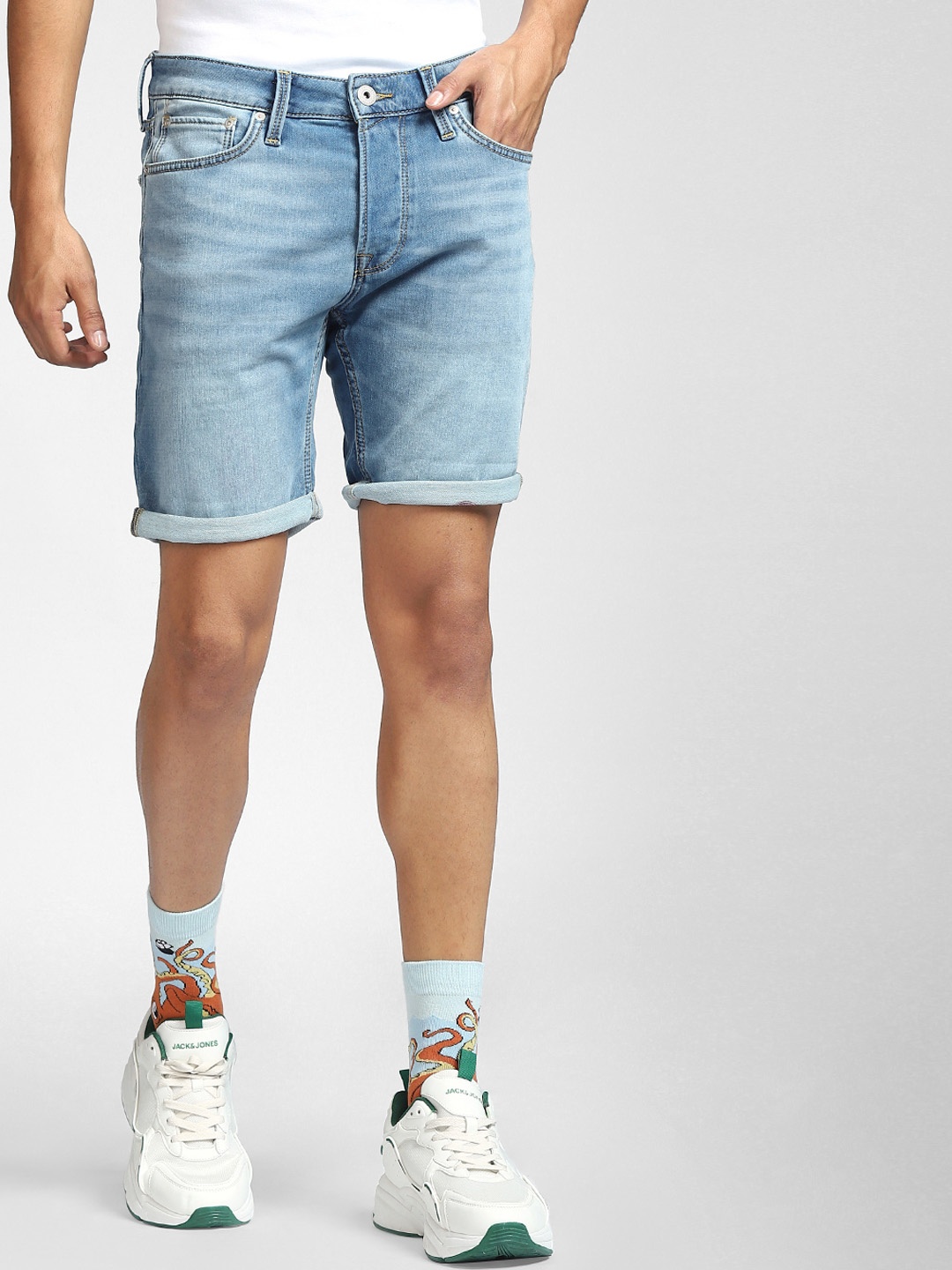 

Jack & Jones Men Blue Low-Rise Denim Shorts