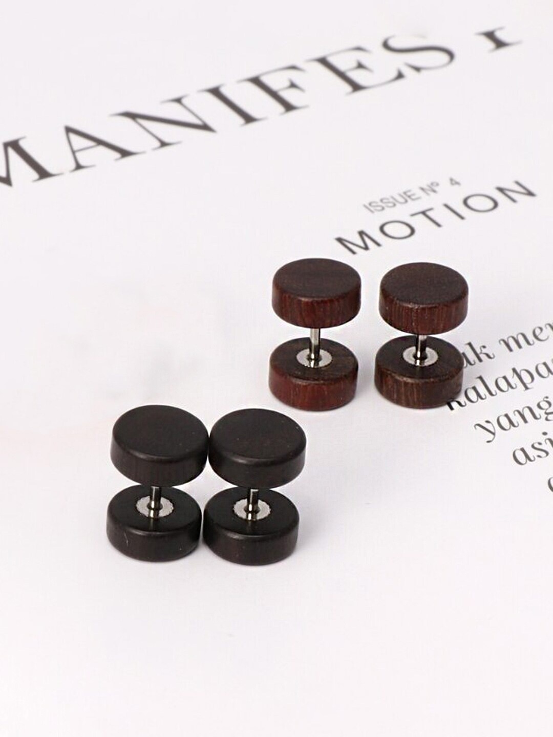

Yellow Chimes Set Of 2 Black & Brown Quirky Studs Earrings