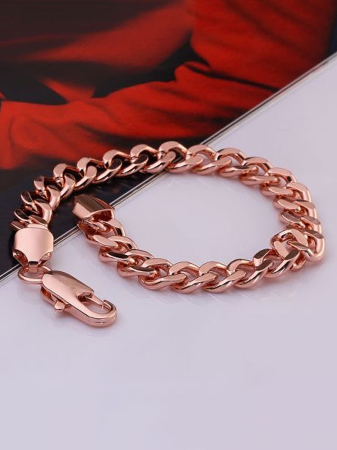 

Yellow Chimes Men Rose Gold-Plated Chain Link Bracelet