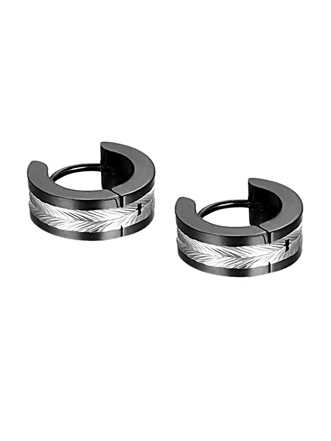 Yellow Chimes Black 316L Stainless Steel Hoop Earrings