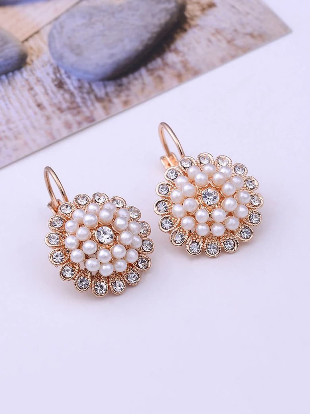 

Yellow Chimes Rose Gold-Plated Floral Drop Earrings