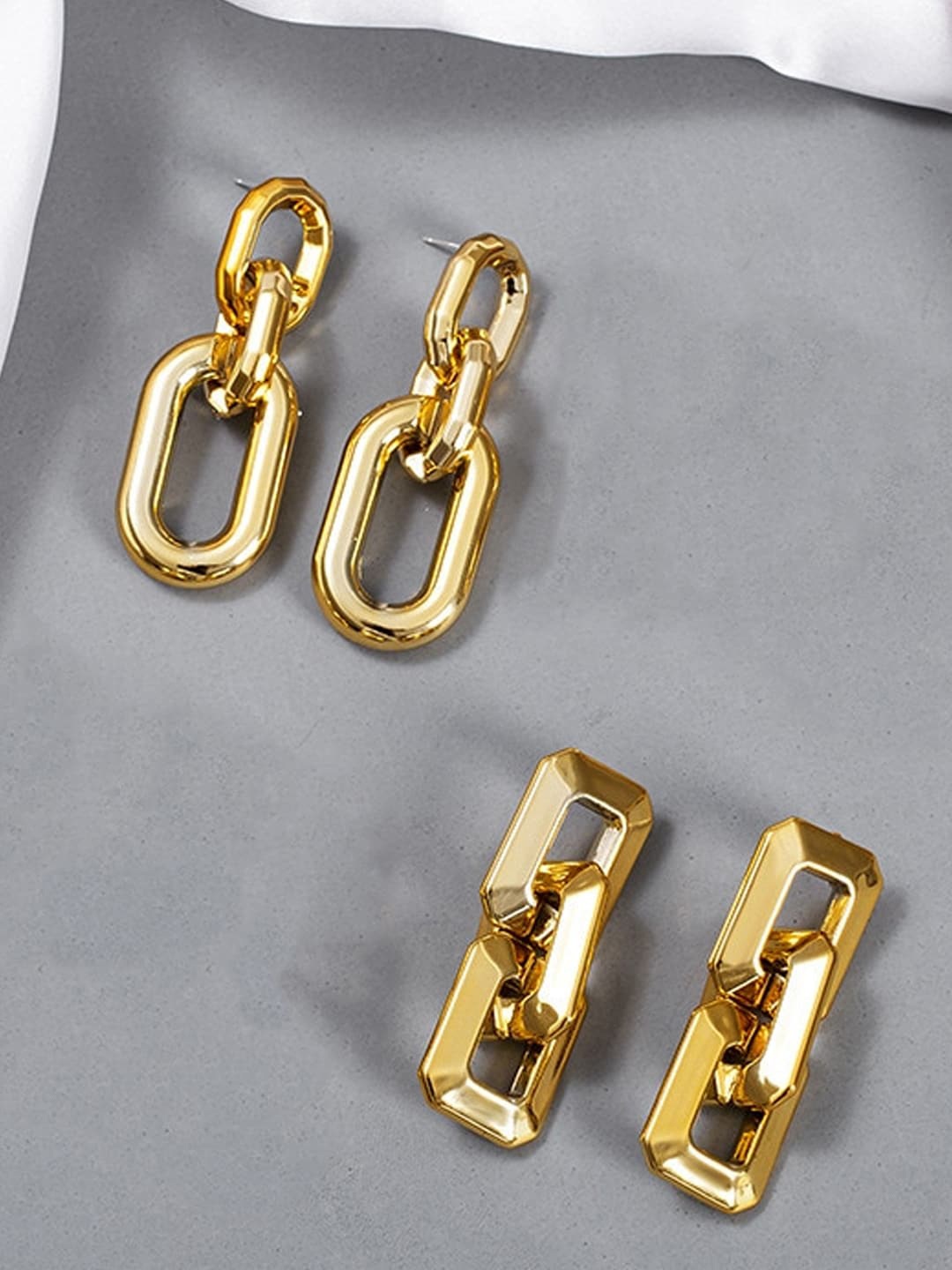 Yellow Chimes Set Of 2 Gold-Plated Drop Earrings