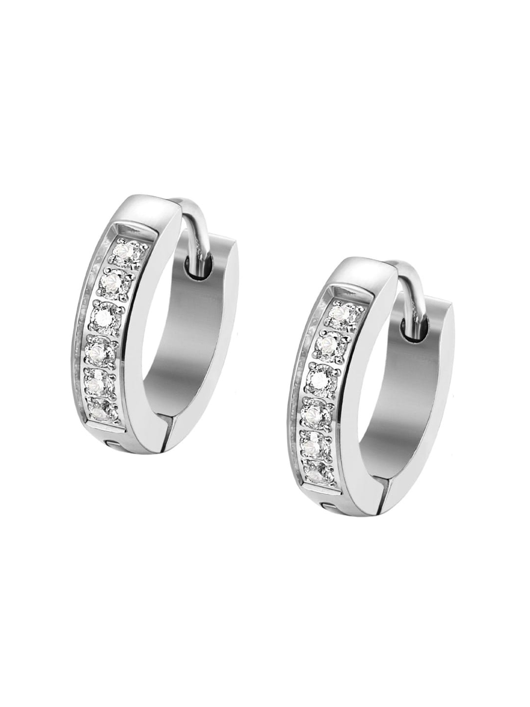 

Yellow Chimes Silver-Toned Quirky Hoop Earrings
