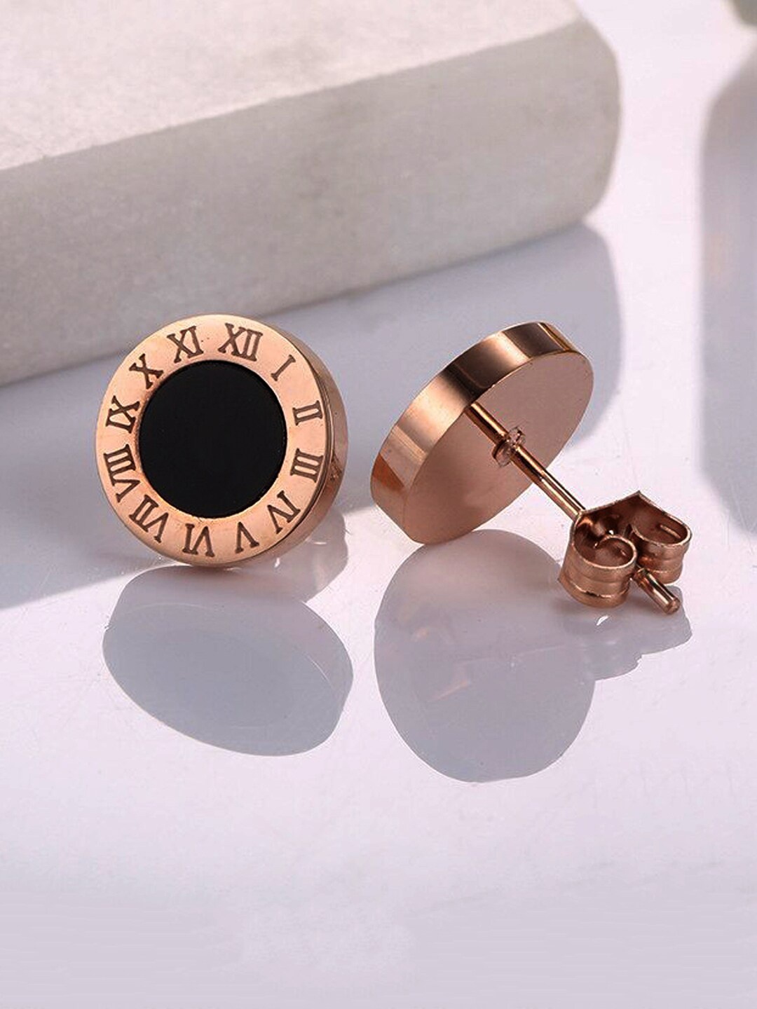 

Yellow Chimes Rose Gold-Plated Stainless Steel Studs Earring