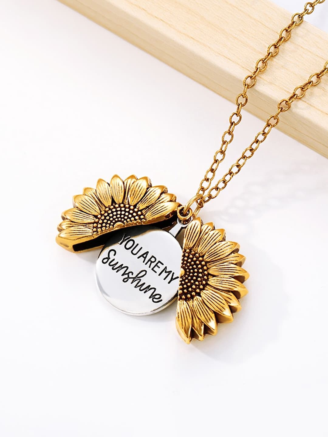 

Yellow Chimes Rhodium-Plated Gold-Toned Pendant With Chain
