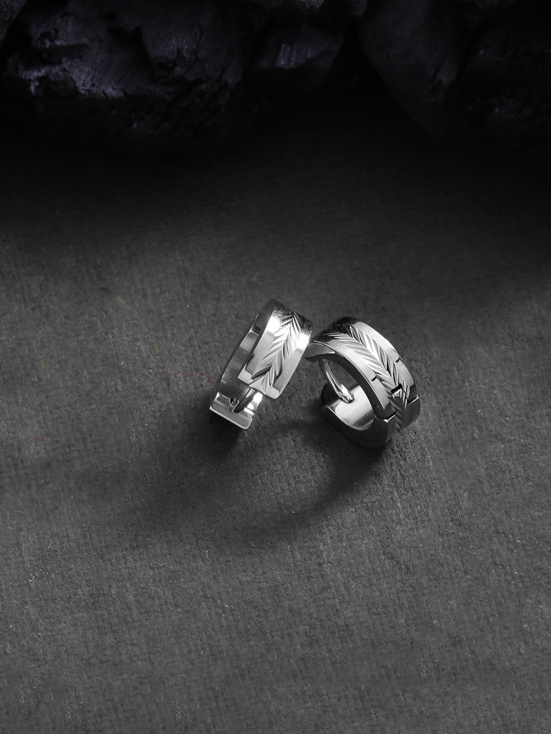 

Yellow Chimes Silver-Toned Contemporary Hoops Earrings