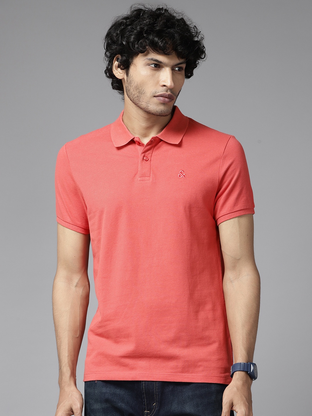 

Jack & Jones Polo Collar Pure Cotton Slim Fit T-shirt, Coral