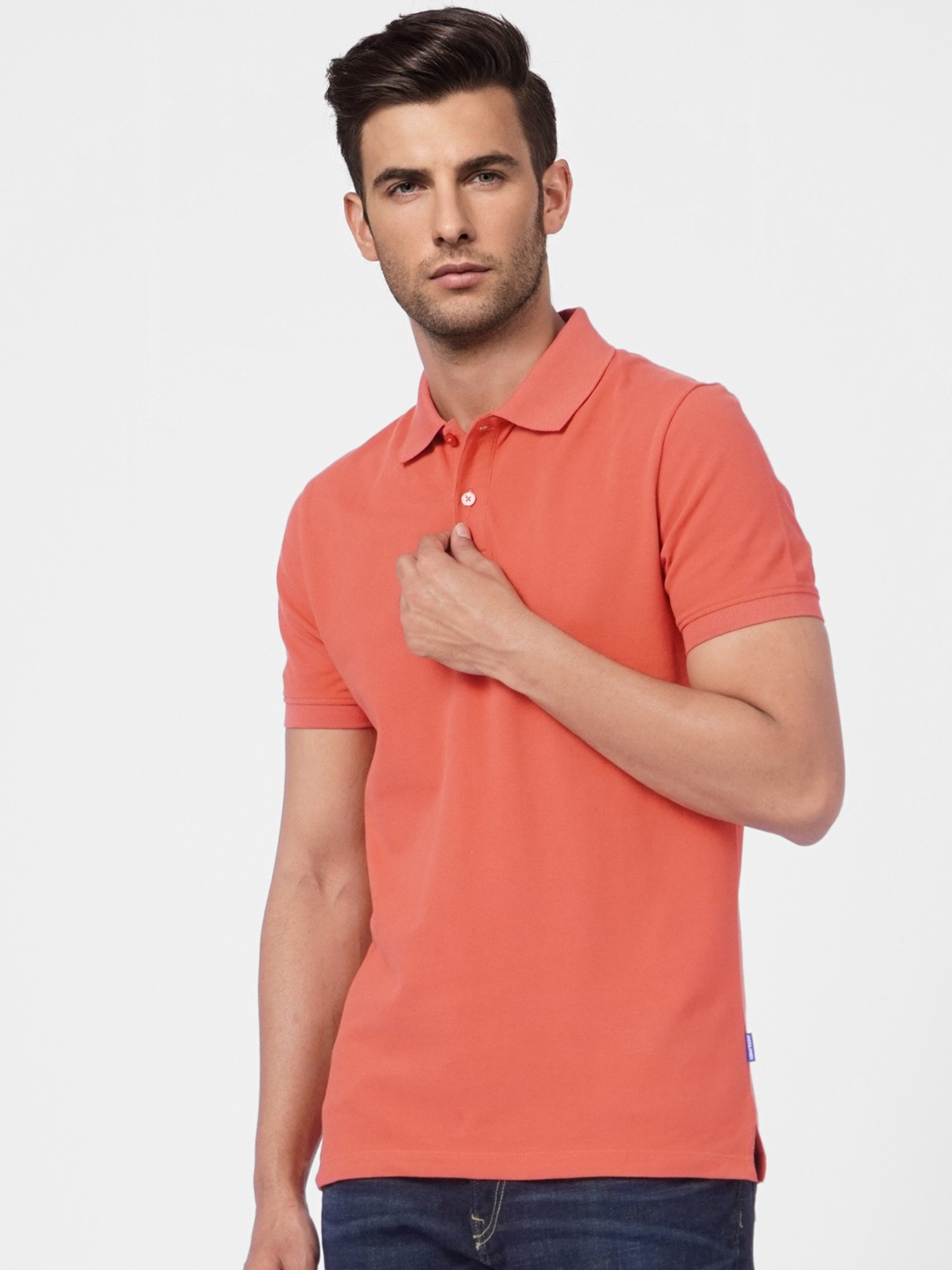 

Jack & Jones Polo Collar Pure Cotton Slim Fit T-shirt, Coral