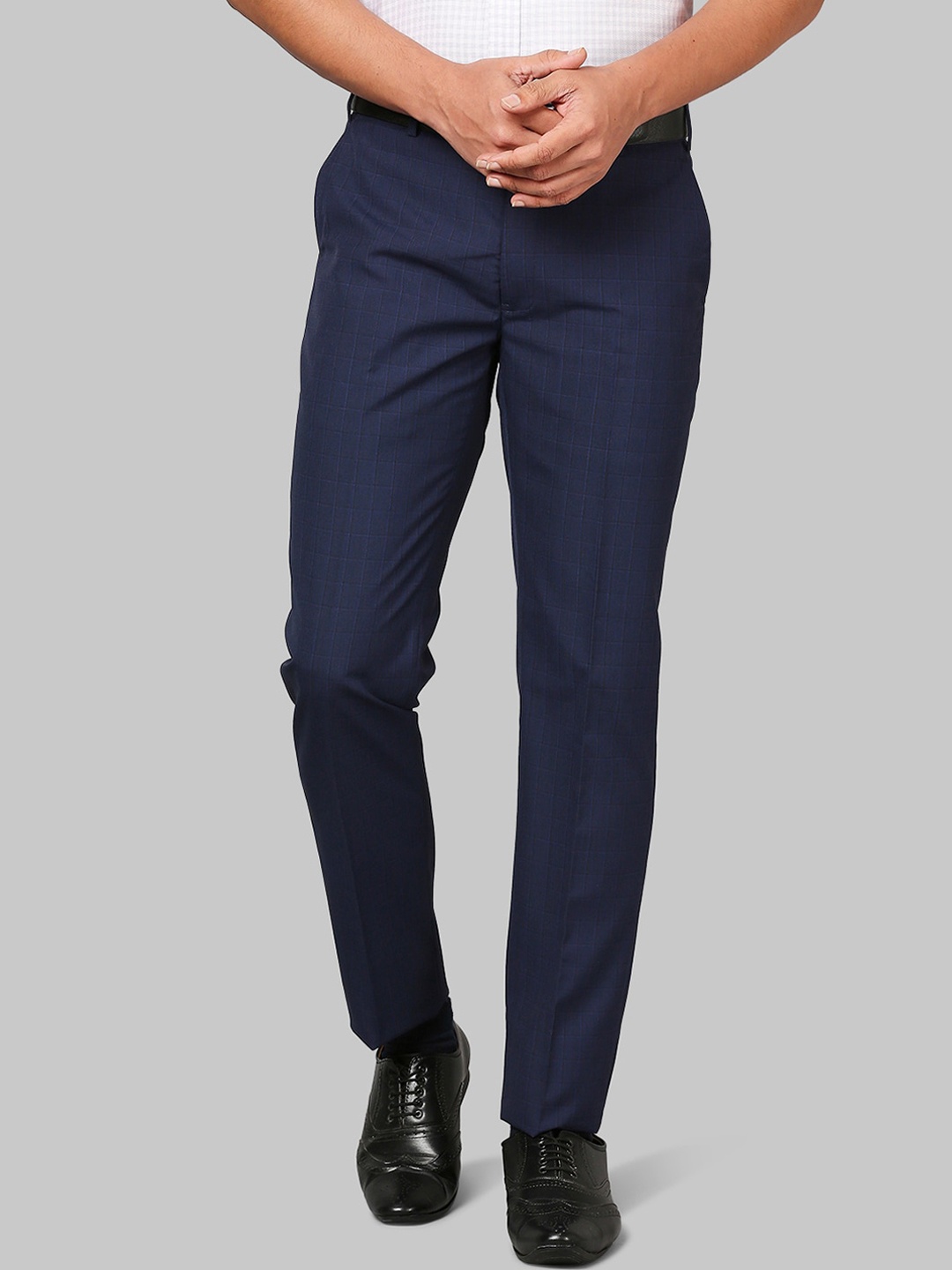 

Raymond Men Blue Checked Slim Fit Trousers