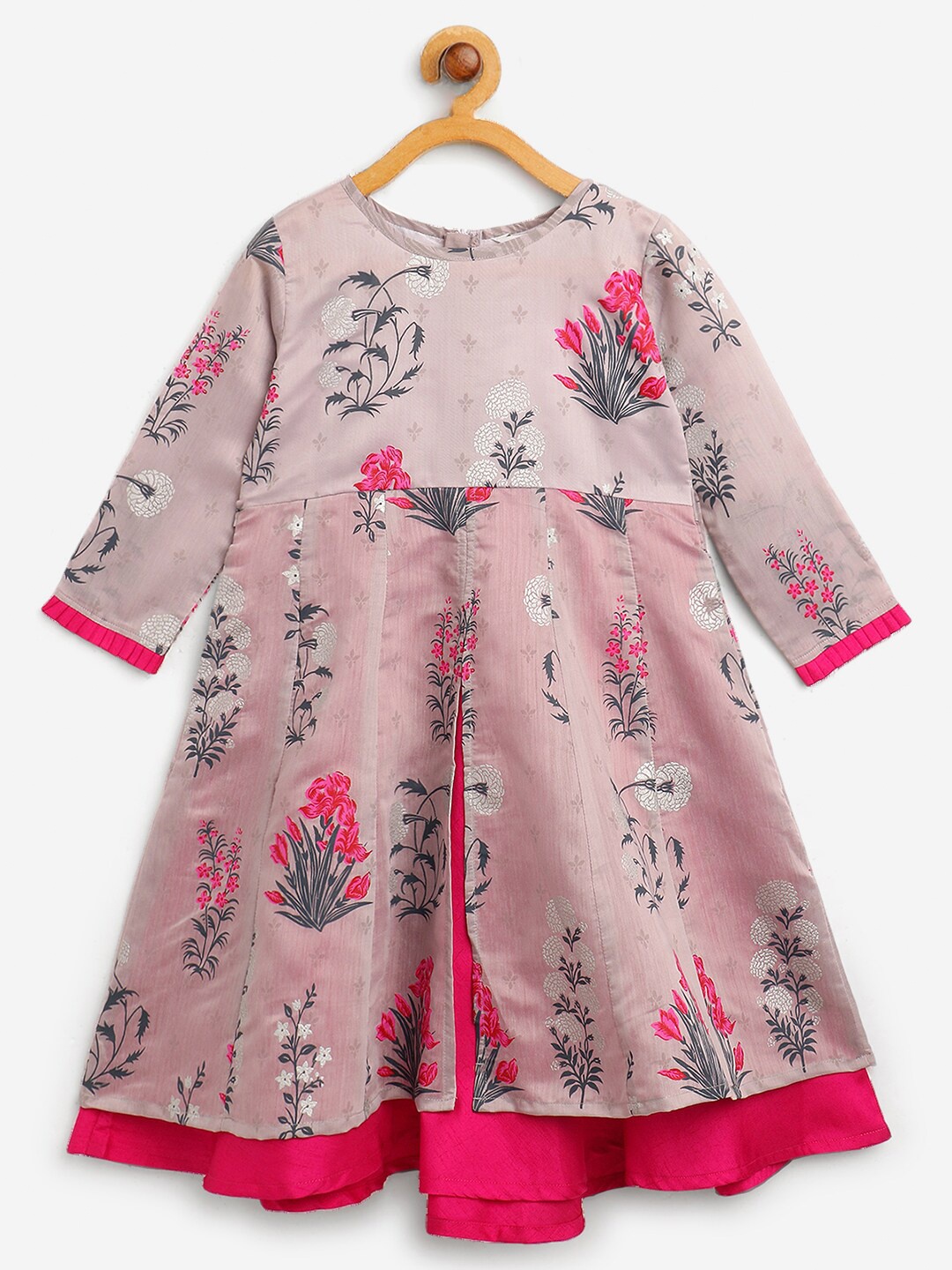 

Ahalyaa Grey Floral Ethnic A-Line Maxi Dress