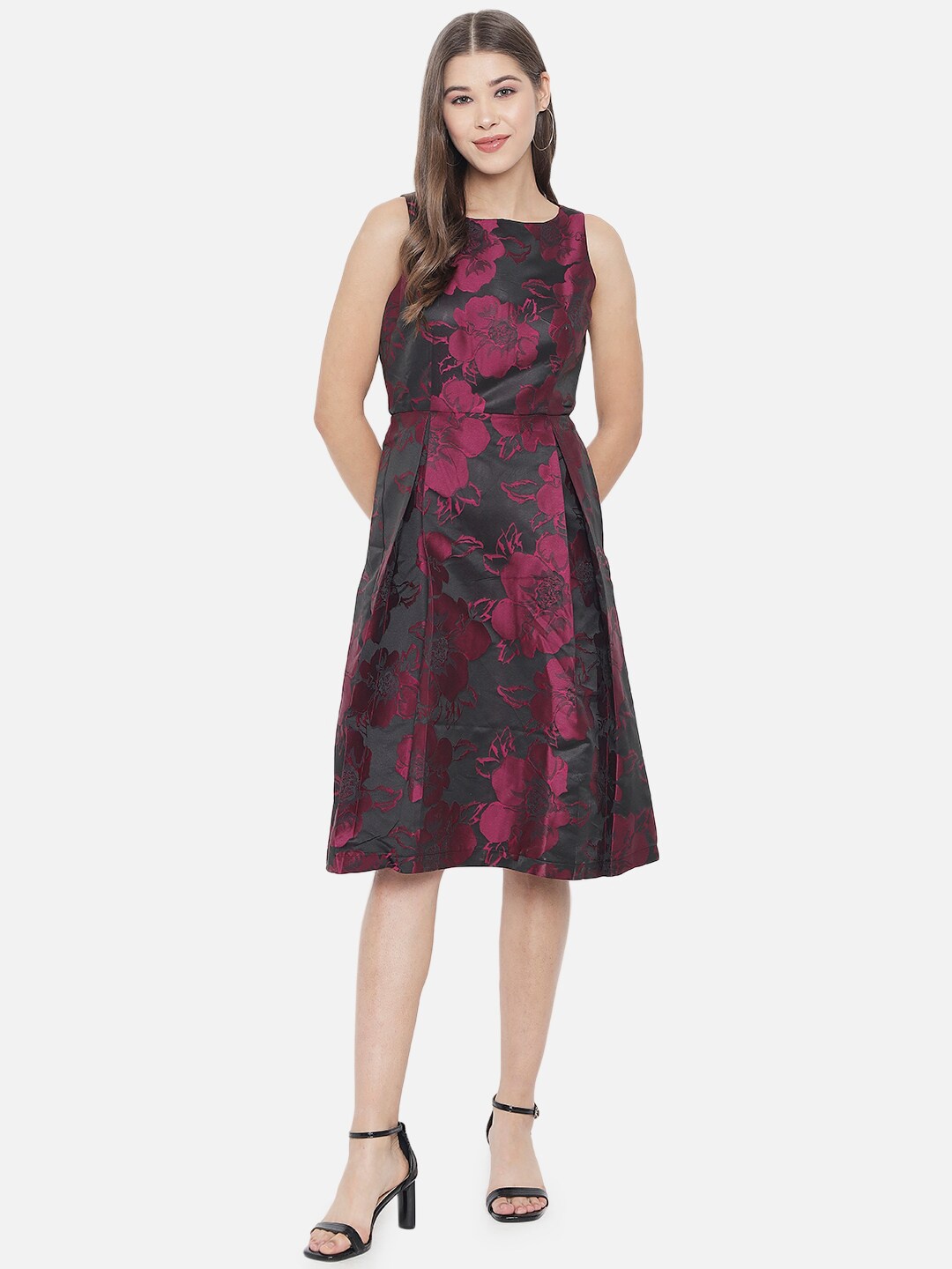 

Orchid Blues Women Violet Floral Jacquard Dress