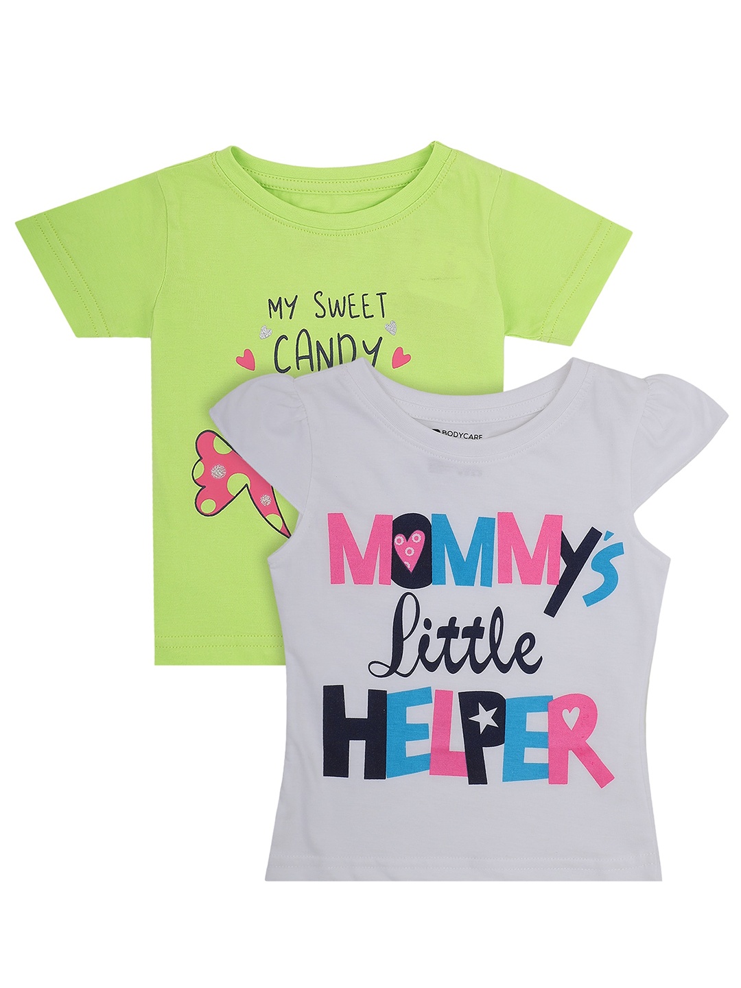 

Bodycare Kids Girls Grey & Green Pack of 2 Printed T-shirt