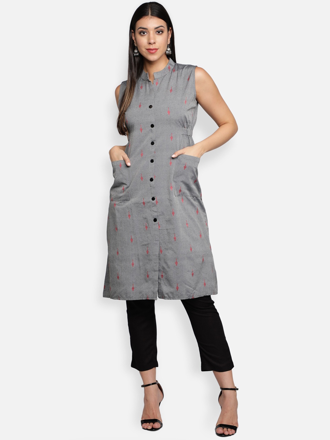 

Fabclub Women Grey Handloom Kurta