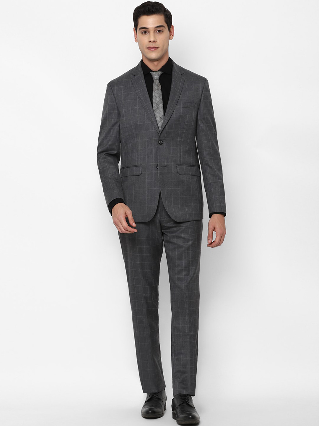 

Allen Solly Men Grey Checked Slim-Fit Single-Breasted Two-Piece Formal Suit