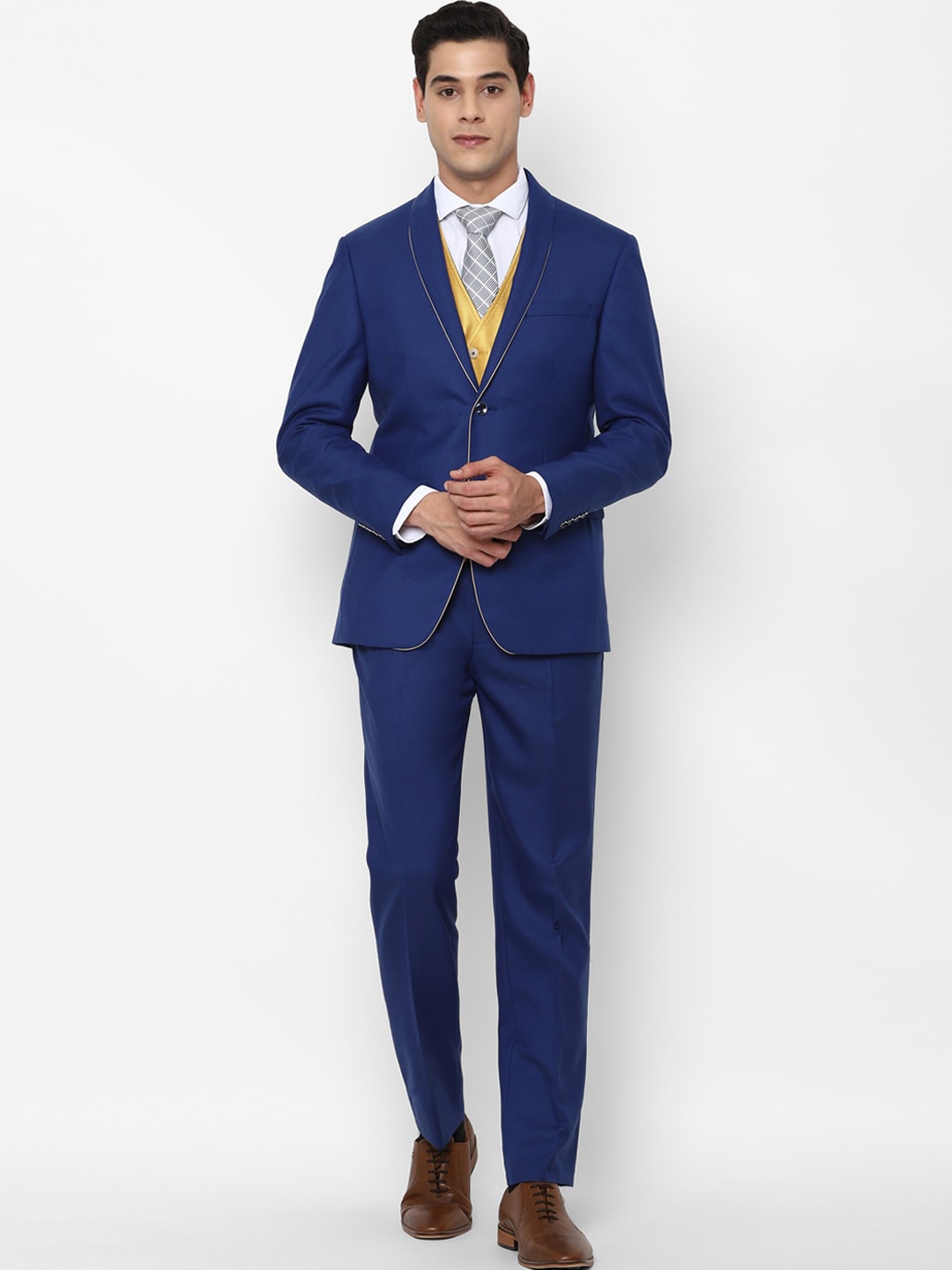 

Allen Solly Men Blue Solid Slim-Fit Single-Breasted Formal Suit