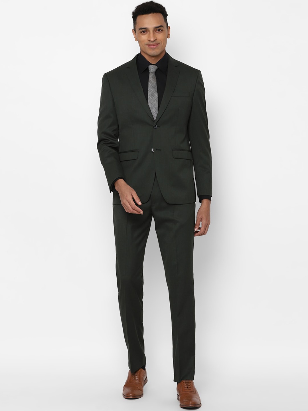 

Allen Solly Men Green Solid Single Breasted Slim-Fit Formal 2-Piece Suit