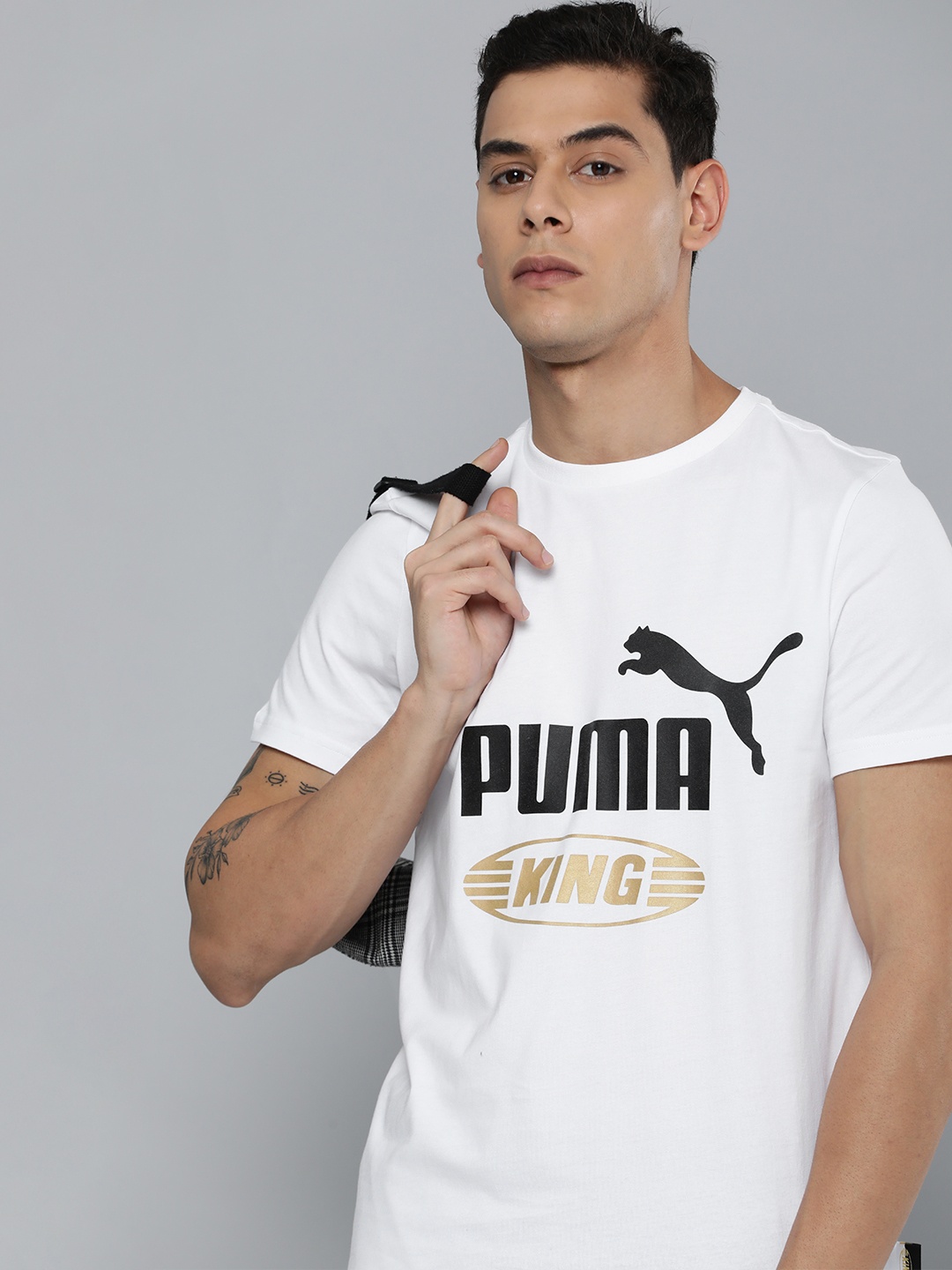 

Puma Men White King Logo Printed Pure Cotton T-shirt