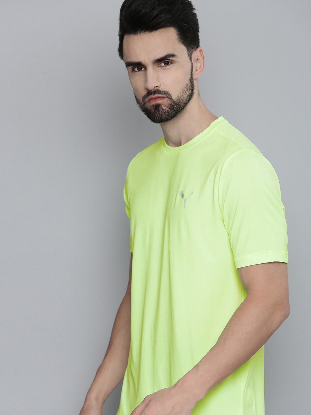 

Puma Men Fluorescent Green Run Favourite Heather Short Sleeves T-Shirt