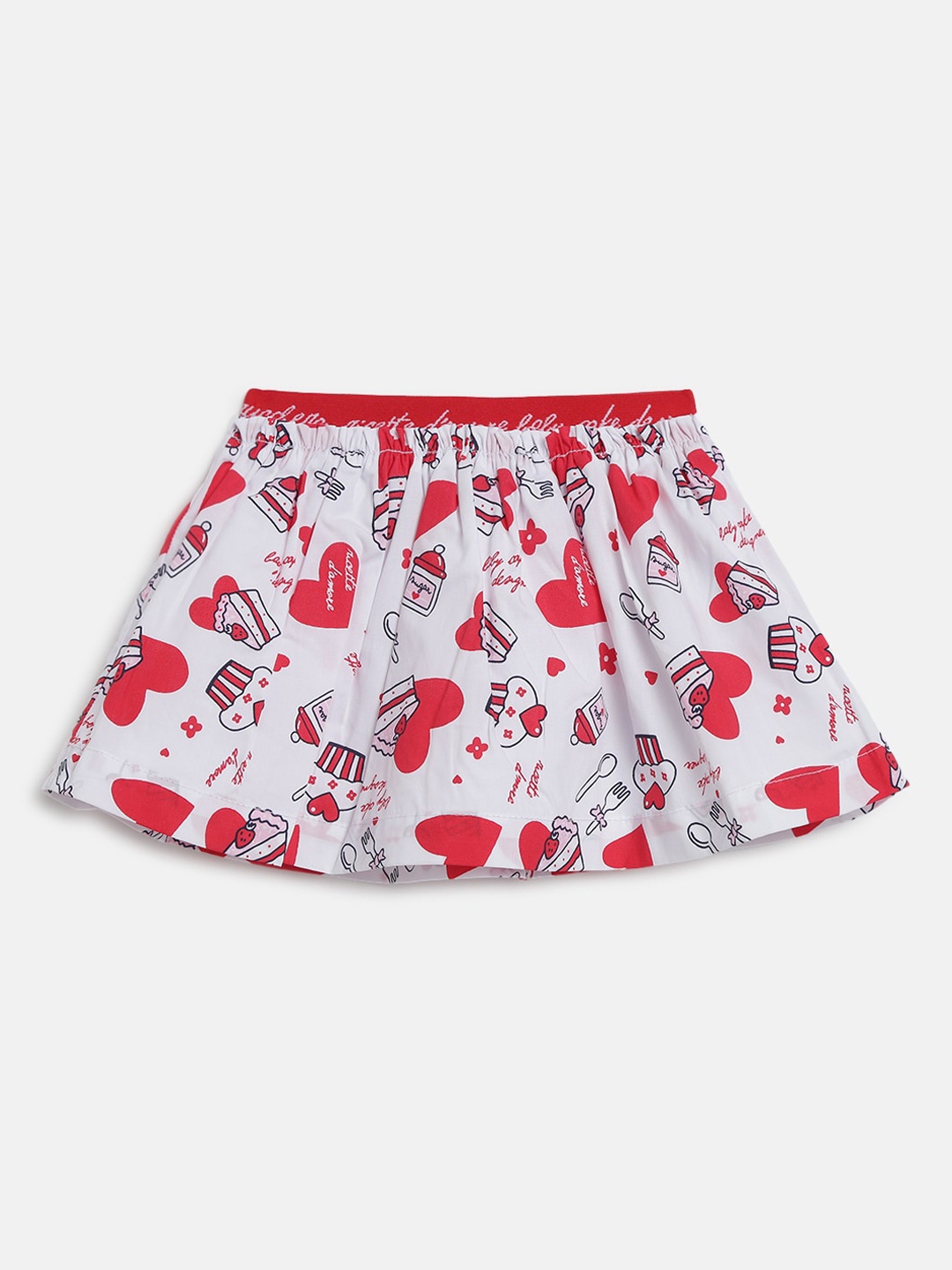 

Chicco Girls Red & White Graphic Printed Flared Knee-Length Skirt