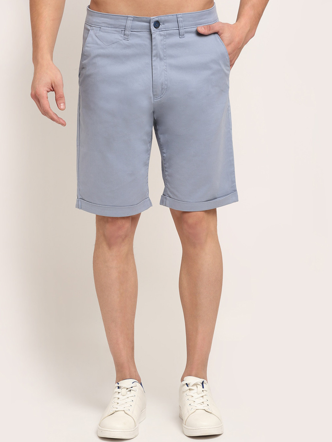 

Cantabil Men Grey Solid Regular Fit Cotton Regular Shorts