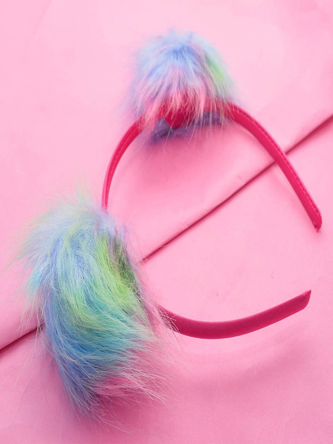 

Jewelz Women Blue & Pink Fur Hairband