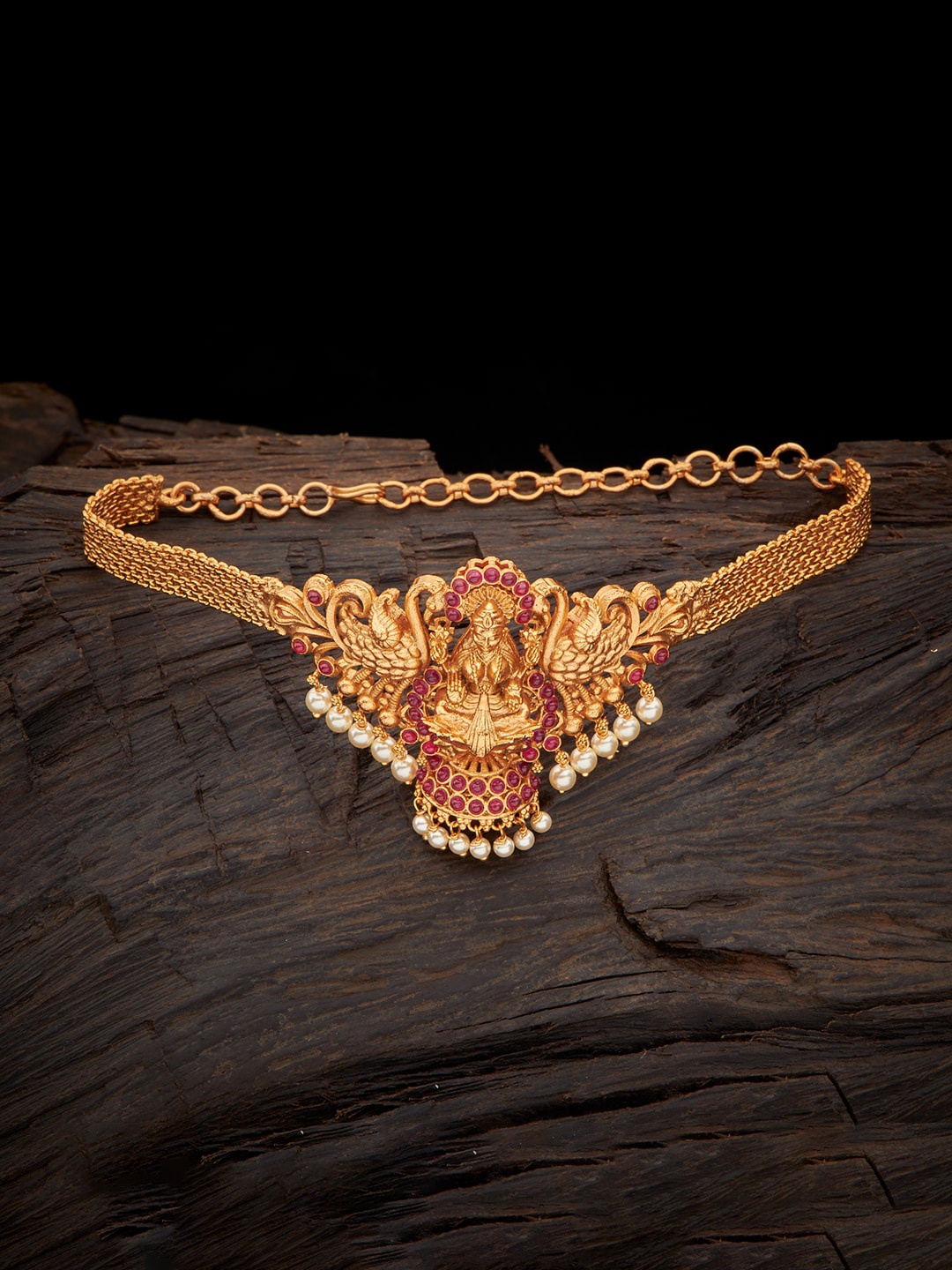 

Kushal's Fashion Jewellery Women Gold Plated & White Temple Armlet