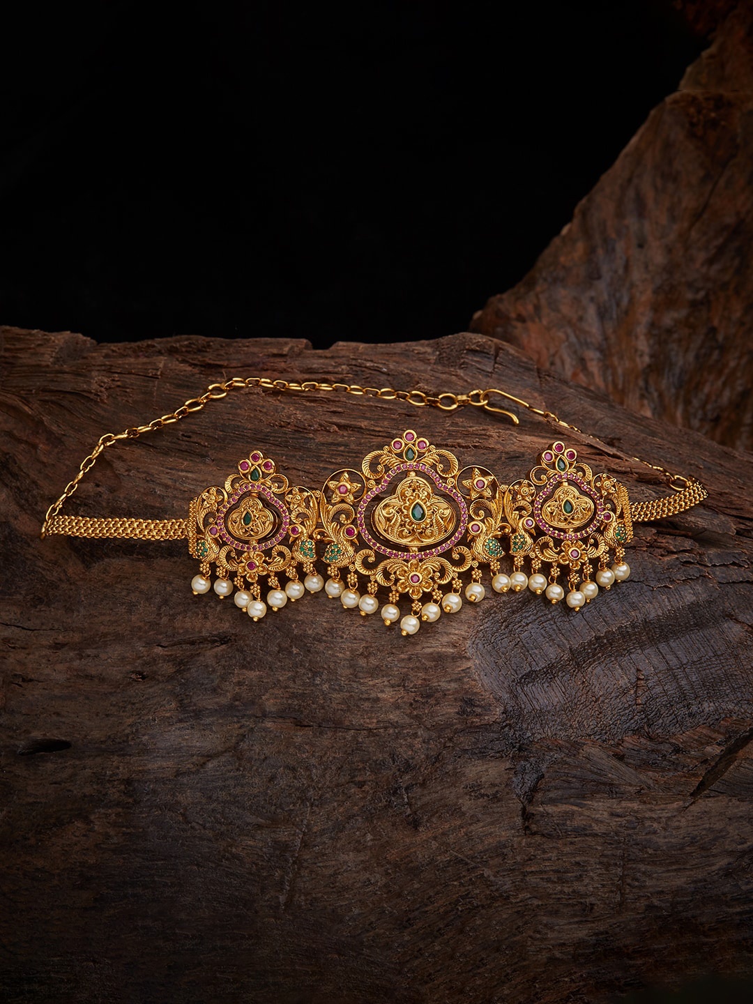 

Kushal's Fashion Jewellery Gold-Plated & Ruby Stone Studded Antique Belt