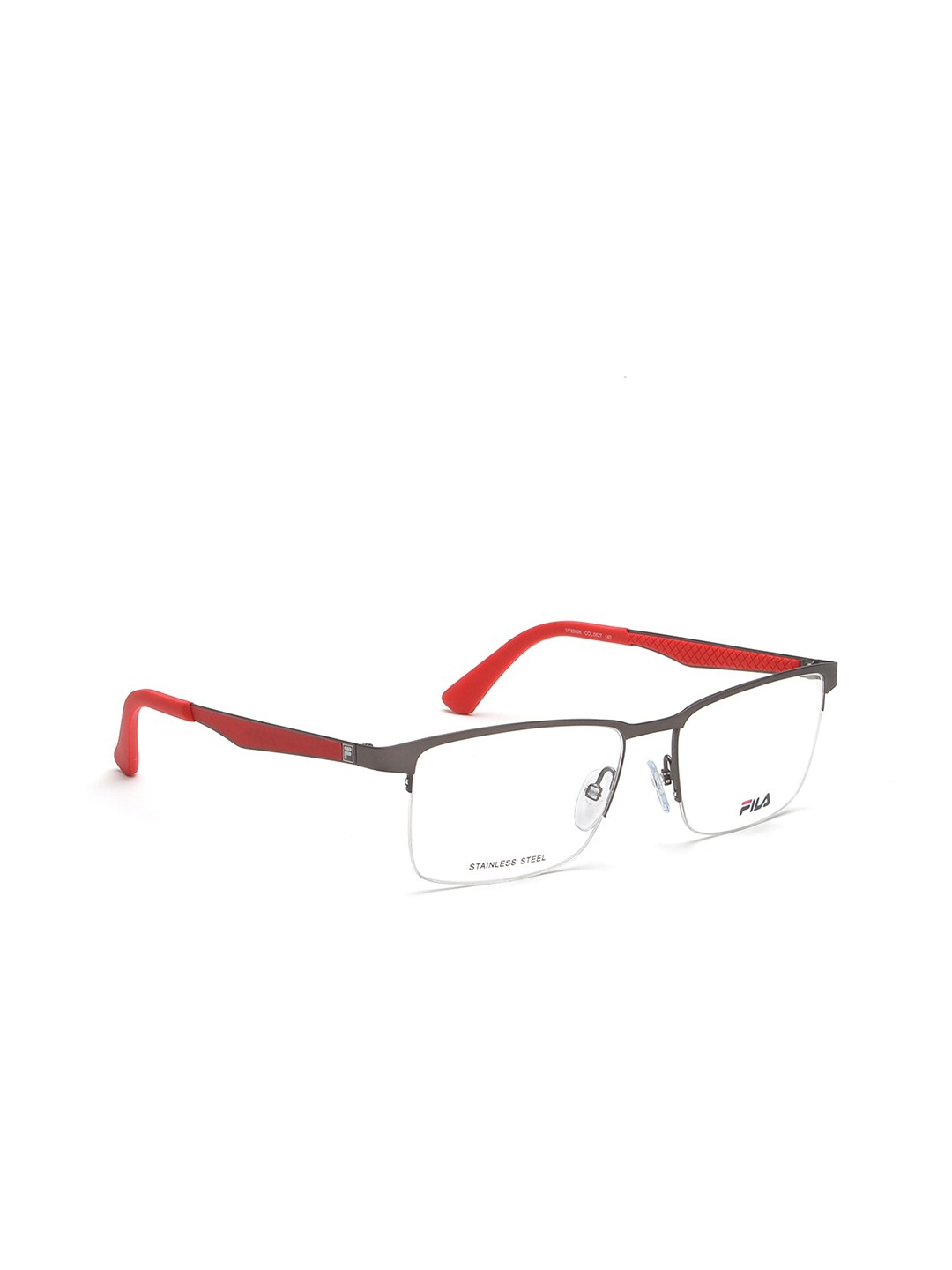 FILA Men Grey & Red Half Rim Square Frames