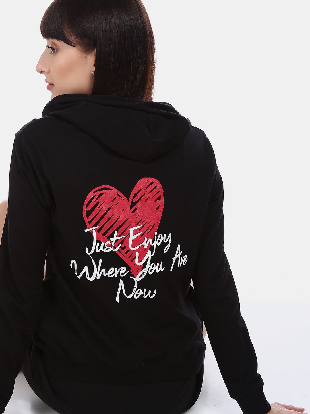 

Sugr Women Black Hooded Sweatshirt