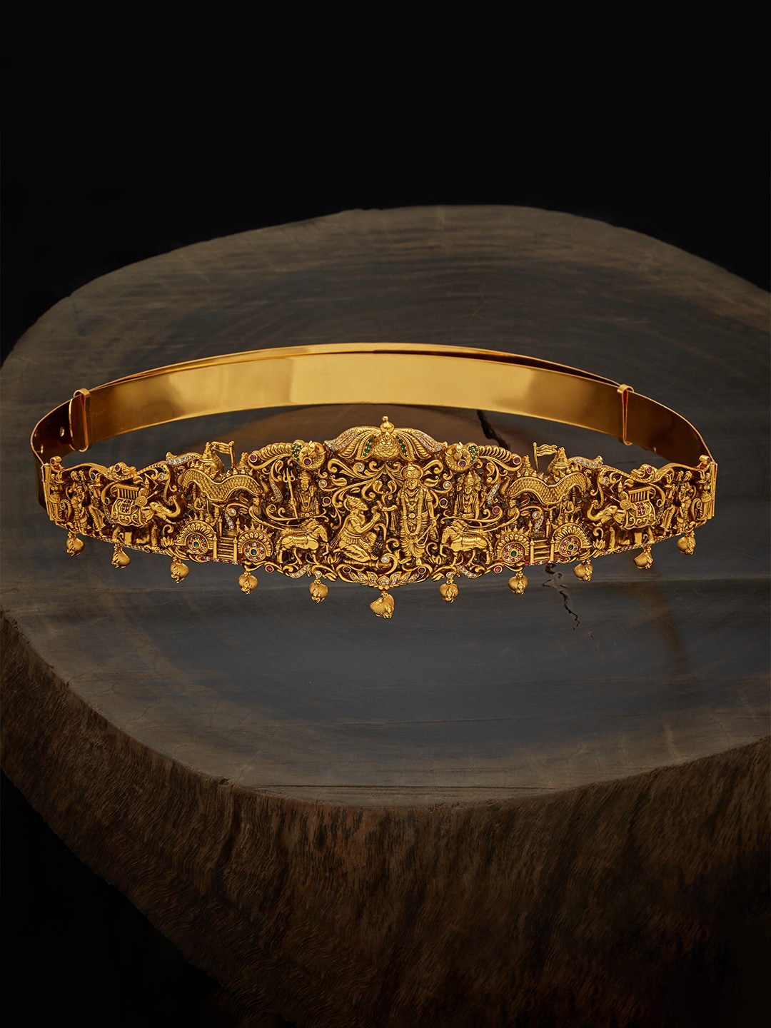 

Kushal's Fashion Jewellery Gold-Plated Ruby Stone Studded Antique Belt