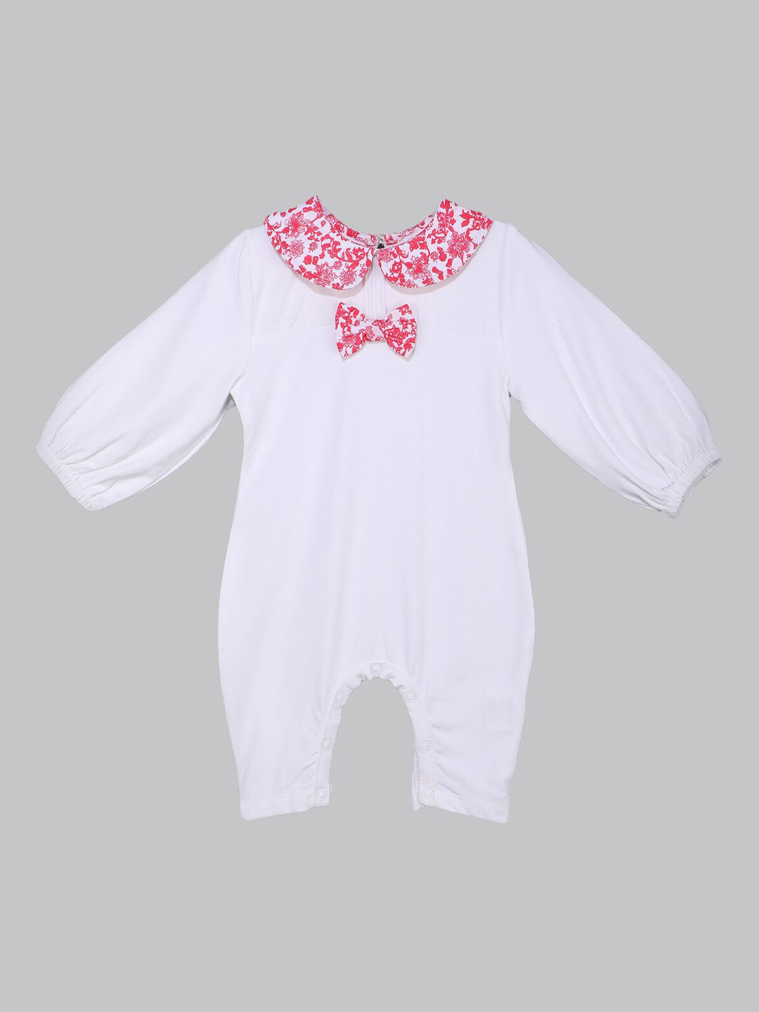

Kidbea Infants Girls White & Pink Solid Bamboo Bodysuit with Bow Detail