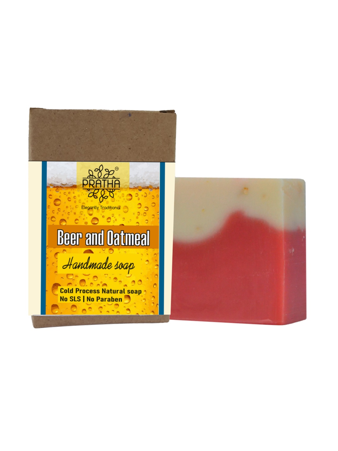 

Pratha Elegantly Traditional Set of 2 Beer & Oatmeal Handmade Soap 100 g each, Yellow