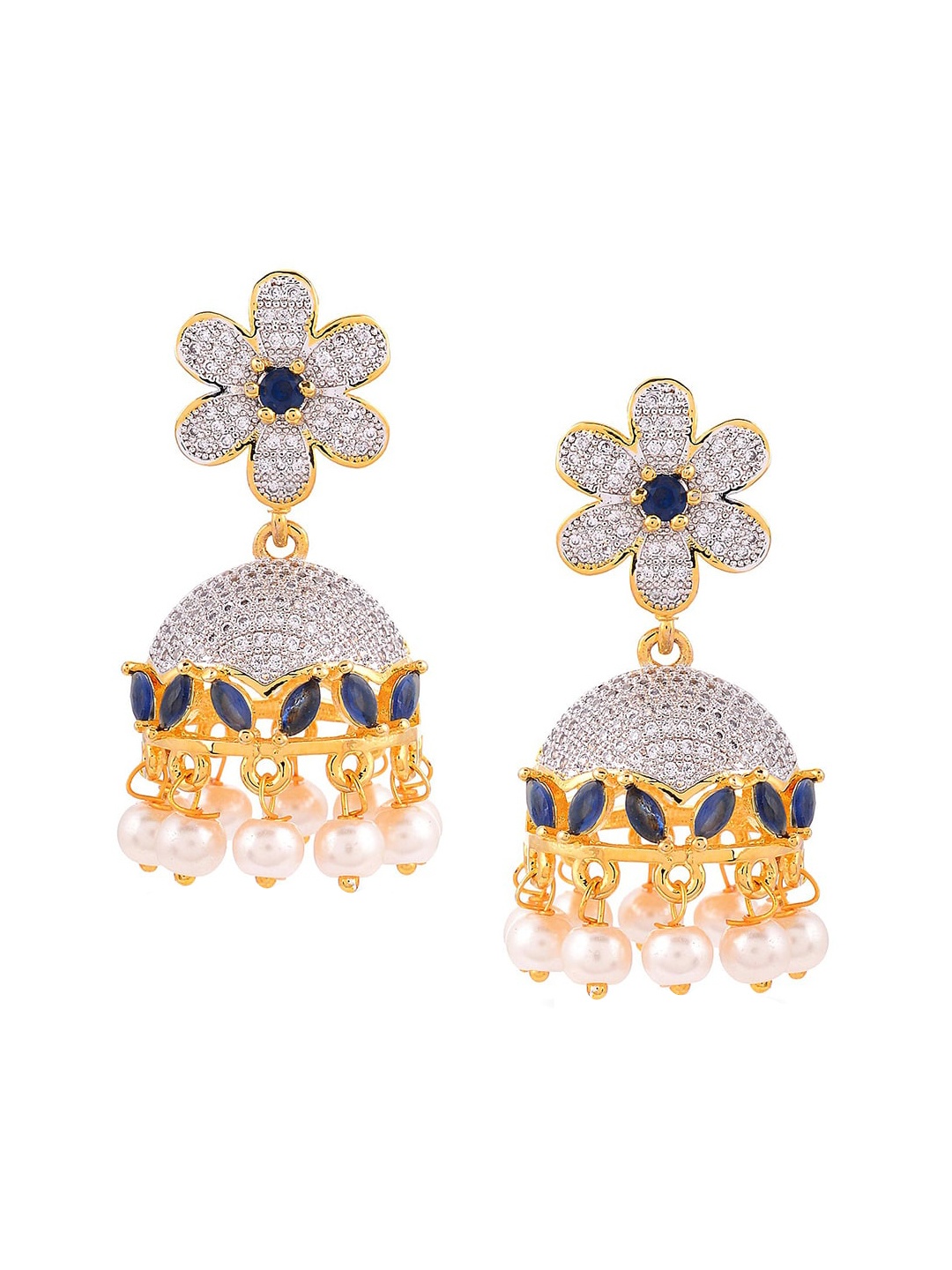 

Tistabene Blue Contemporary Gold-Plated Jhumkas Earrings
