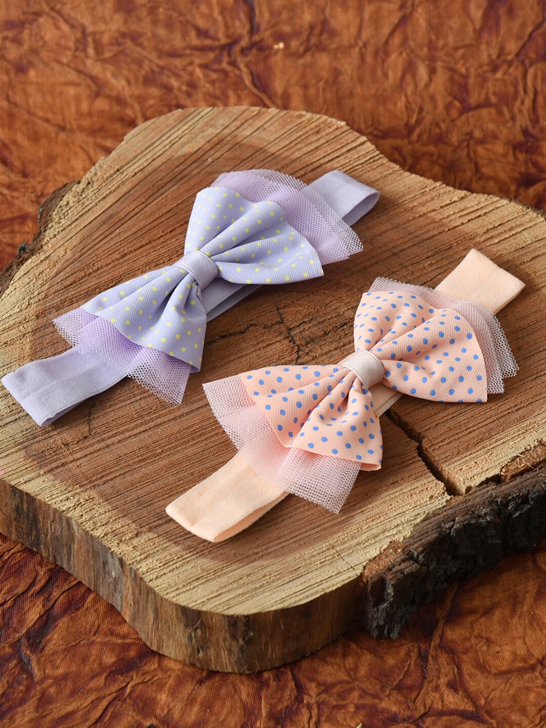 

FUNKRAFTS Girls Mauve & Peach Set Of 2 Bow Designed Hairband