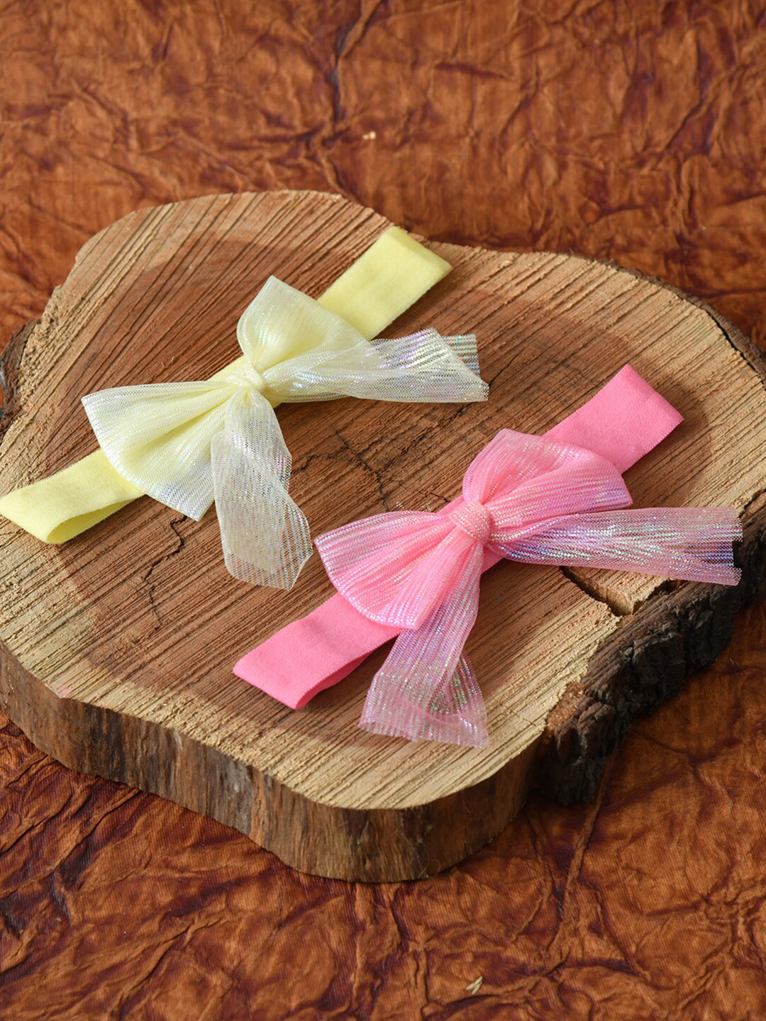 

FUNKRAFTS Girls Pink & Yellow Set of 2 Solid Hairband