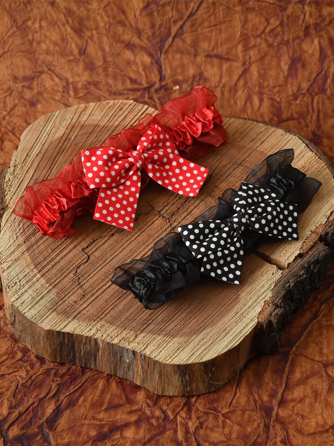 

FUNKRAFTS Girls Red & Black Set of 2 Printed Hairband