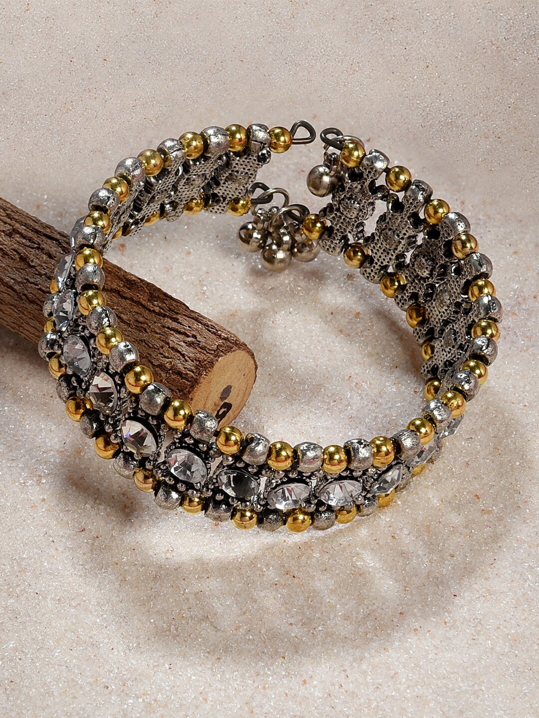 

Fida Women Silver-Toned & Gold-Toned Silver-Plated Bangle-Style Bracelet